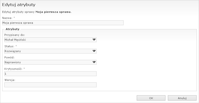 Zmiana atrybutów sprawy