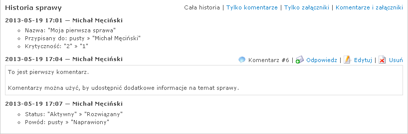 Historia sprawy po zmianie