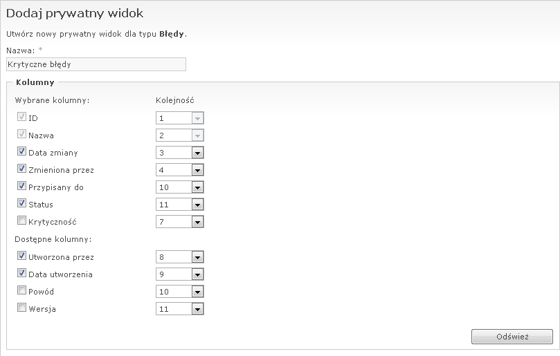 Edycja kolumn widoku
