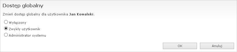 Zmiana dostępu użytkownika
