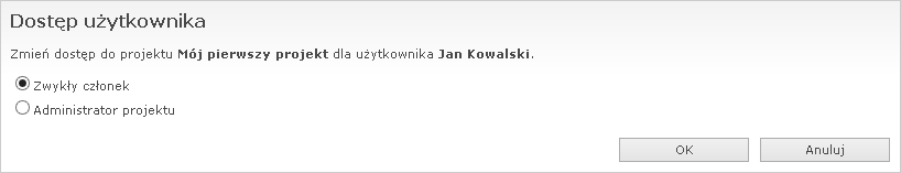 Zmiana dostępu członka