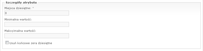 Szczegóły atrybutu liczbowego